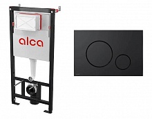 Инсталляция Alcaplast для подвесного унитаза AМ101/1120 с мет. рамой  4в1 кнопка М678 мат.-черная