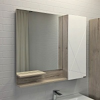 Зеркало COMFORTY "Мерано-90" шкаф справа,белый/дуб дымчатый