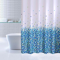 Штора для ванной комнаты IDDIS 200*180 см,полиэстер,Blue Pixels 600P18Ri11